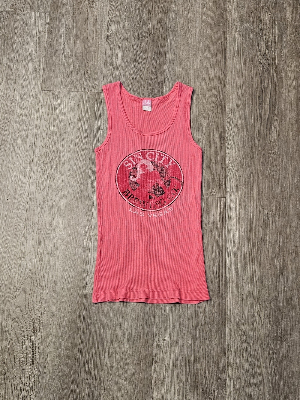 Sin City Brewing Co. Pink Ribbed Tank Top - Las Vegas Graphic